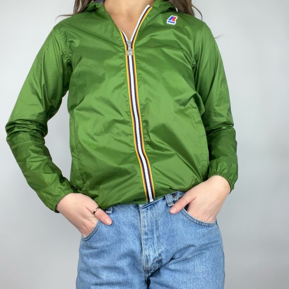 GREEN ZIP UP RAIN JACKET - Picture 1 of 3